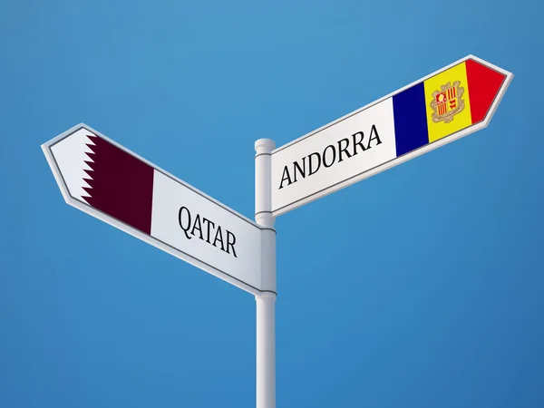 Qatar Andorra tecken flaggor koncept — Stockfoto