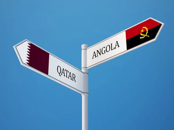 Qatar Angola Signer Drapeaux Concept — Photo