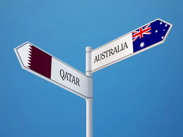 Katar Austrálie znamení příznaky koncept — Stock fotografie