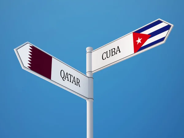 Qatar Cuba  Sign Flags Concept — Stock Photo, Image