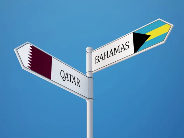 卡塔尔巴哈马标志概念 — 图库照片