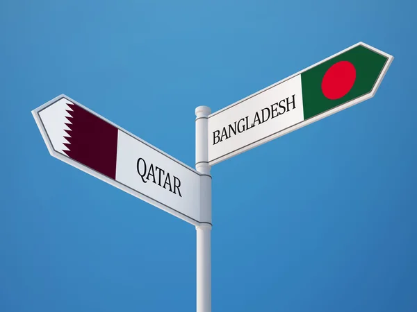 Qatar Bangladesh tecken flaggor koncept — Stockfoto