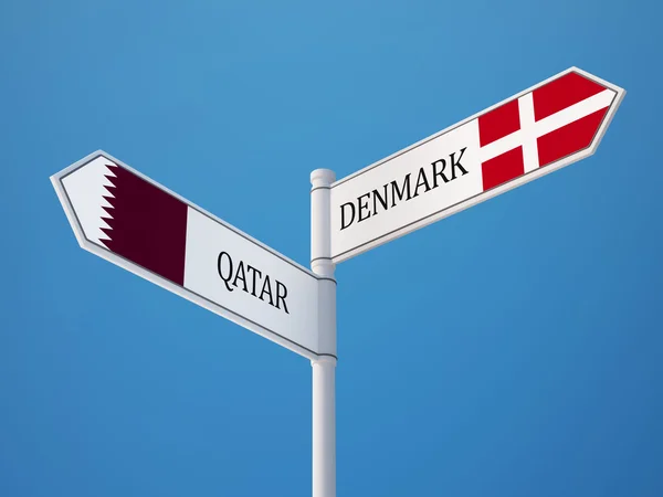 卡塔尔丹麦标志标志概念 — 图库照片
