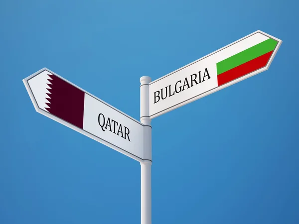 Katar Bulgarien Schild Flaggen-Konzept — Stockfoto