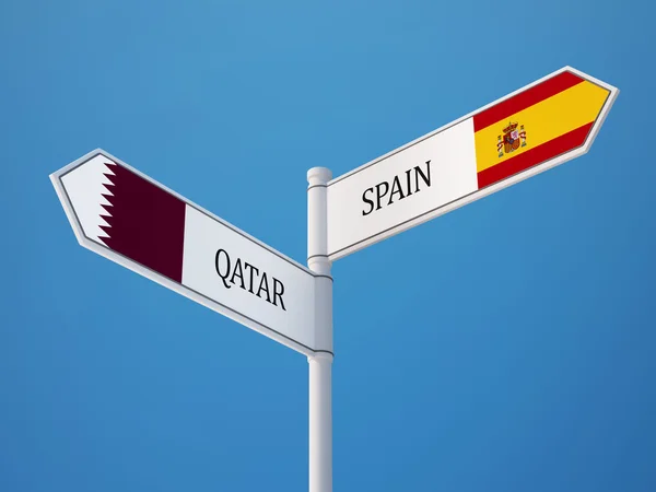 卡塔尔西班牙标志标志概念 — 图库照片