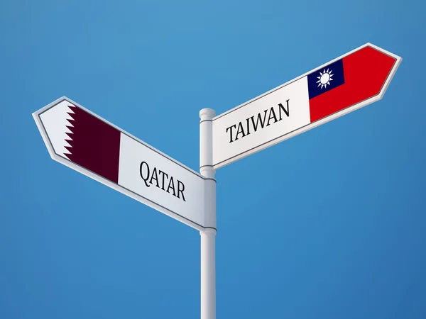 Qatar Taiwan Signo Bandeiras Conceito — Fotografia de Stock