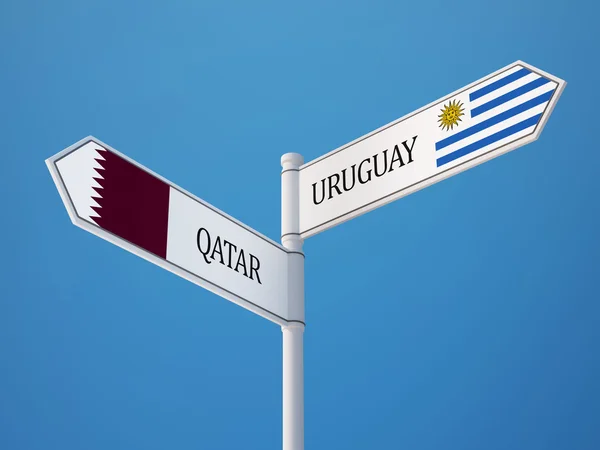 Katar Uruguay işaret bayrakları kavramı — Stok fotoğraf