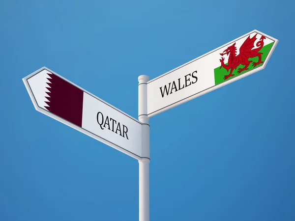 Qatar País de Gales Sign Flags Concept —  Fotos de Stock