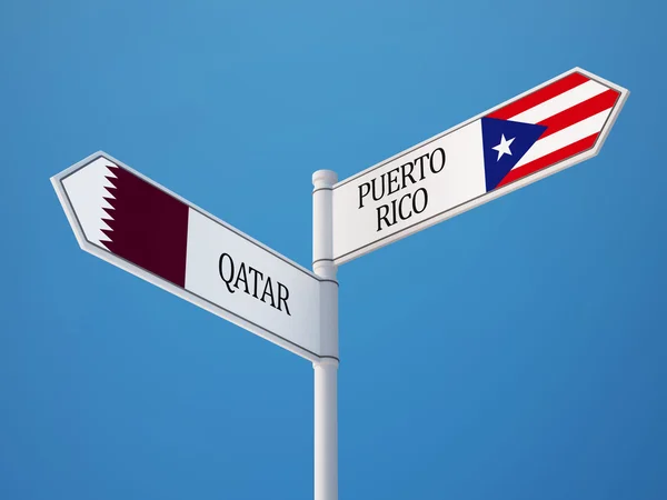 Qatar Puerto Rico teken vlaggen Concept — Stockfoto