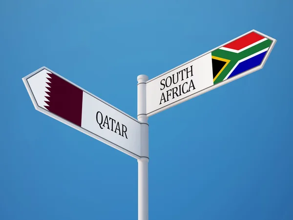 Sydafrika och Qatar tecken flaggor koncept — Stockfoto