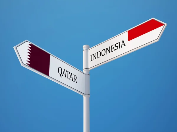 Indonesien Qatar tecken flaggor koncept — Stockfoto