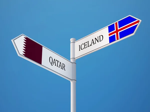 Islandia Qatar Firma el concepto de banderas — Foto de Stock