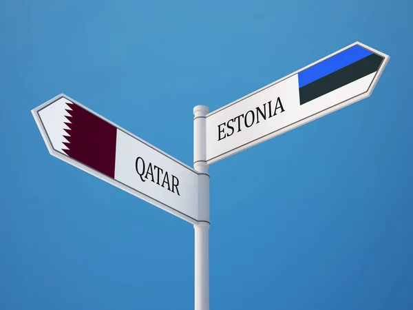 Estland Qatar tecken flaggor koncept — Stockfoto