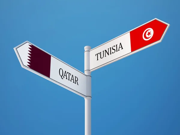 Tunisie Qatar Signer Drapeaux Concept — Photo