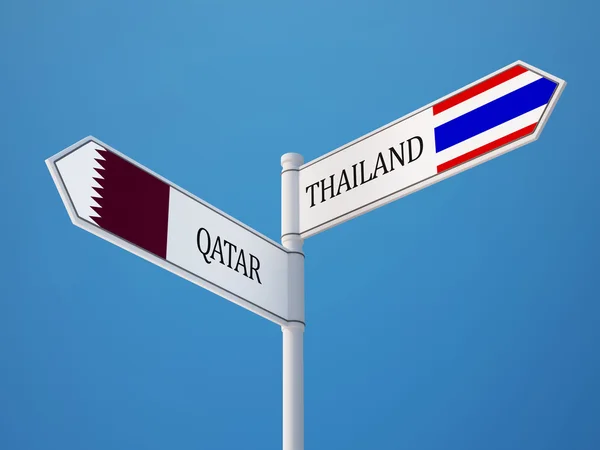 Thailand Qatar tecken flaggor koncept — Stockfoto
