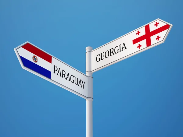 Paraguay Georgia Firmare Bandiere Concetto — Foto Stock