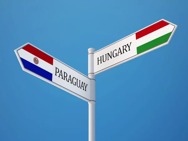 Paraguay Hungary  Sign Flags Concept — Stock Photo, Image