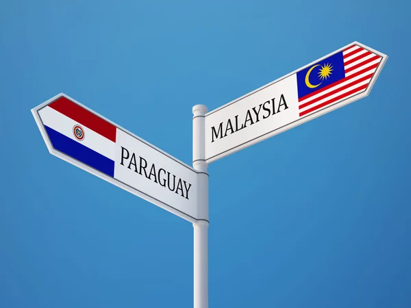 Paraguay Malaysia Zeichen Flaggen Konzept — Stockfoto