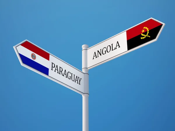 Paraguay Angola  Sign Flags Concept — Stock Photo, Image