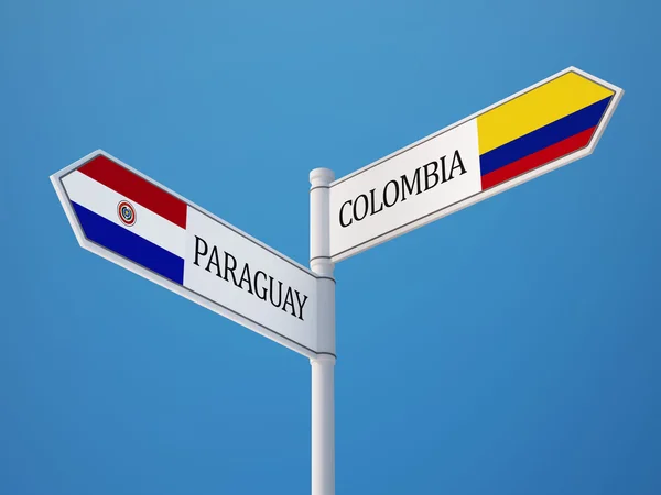 Paraguay Colombie Signer Drapeaux Concept — Photo