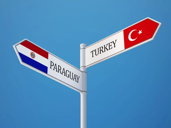 Paraguay Turquía Firma Concepto de Banderas —  Fotos de Stock