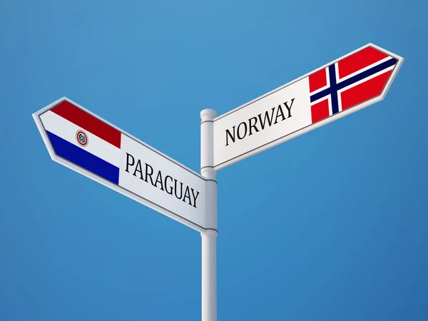 Paraguay Norwegen Zeichen Flaggen Konzept — Stockfoto