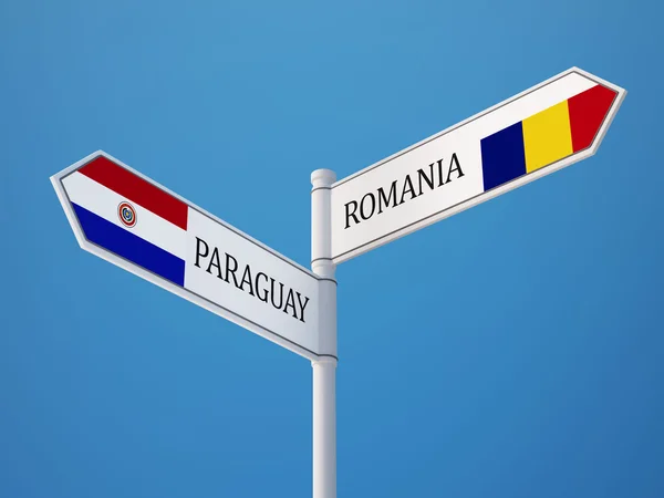 Romania Paraguay segno bandiere concetto — Foto Stock