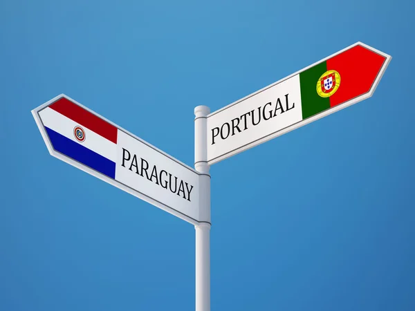 Paraguay Portugal tecken flaggor koncept — Stockfoto