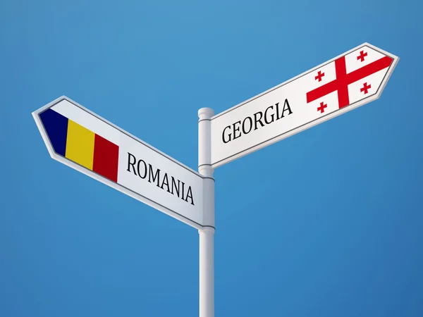 Rumänien Georgien Sign flaggor koncept — Stockfoto