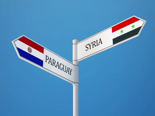 Syria Paragwaj znak flagi koncepcja — Zdjęcie stockowe