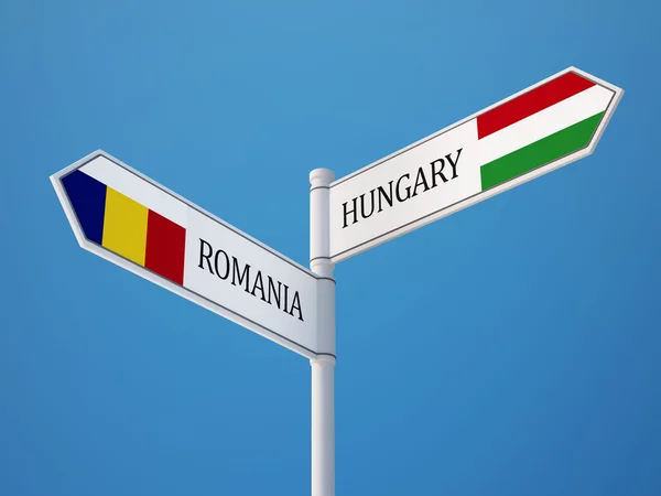 Romania Ungheria Firma Bandiere Concetto — Foto Stock