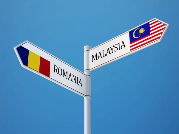 Rumänien Malaysia tecken flaggor koncept — Stockfoto