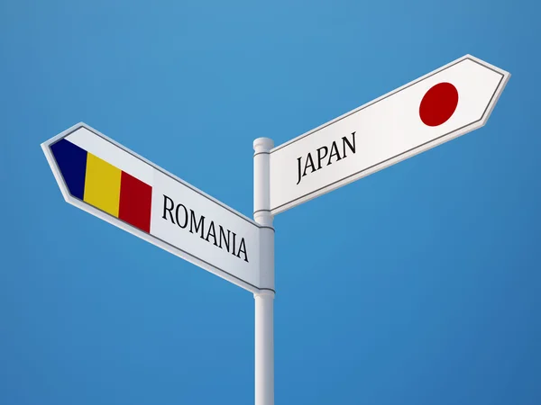 Romania Japan  Sign Flags Concept — Stock Photo, Image