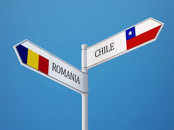 Romania Chile  Sign Flags Concept — Stock Photo, Image