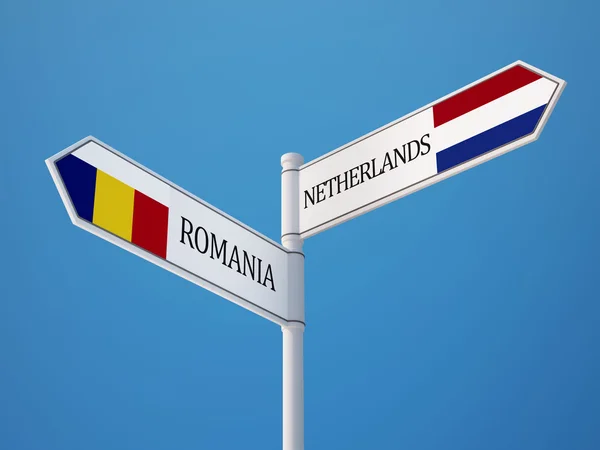 罗马尼亚荷兰标志标志概念 — 图库照片