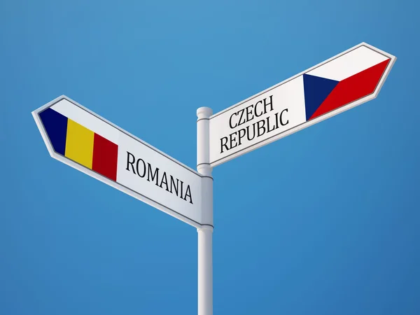 Rumania República Checa Sign Flags Concept —  Fotos de Stock