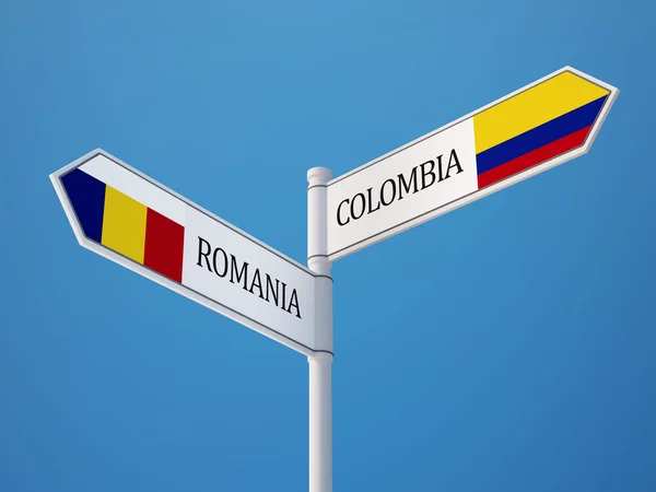 Romania Colombia  Sign Flags Concept — Stock Photo, Image