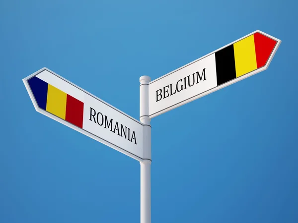 Romania Belgium  Sign Flags Concept — Stock Photo, Image