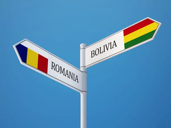 Rumänien Bolivia tecken flaggor koncept — Stockfoto