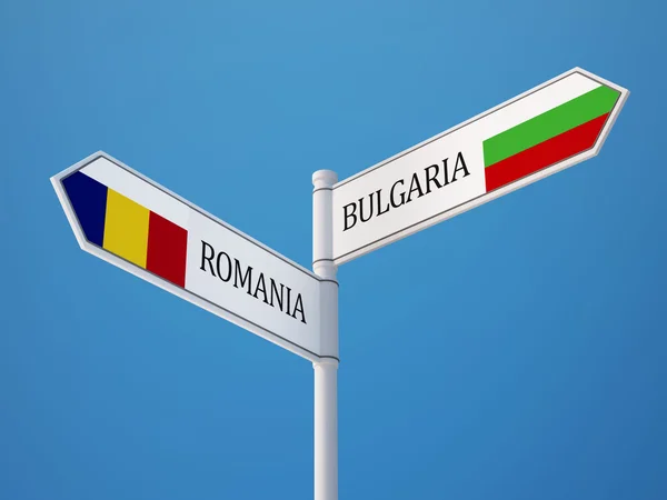 Romania Bulgaria  Sign Flags Concept — Stock Photo, Image