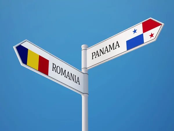 Romania Panama  Sign Flags Concept — Stock Photo, Image