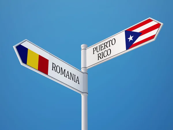 Rumänien Puerto Rico tecken flaggor koncept — Stockfoto