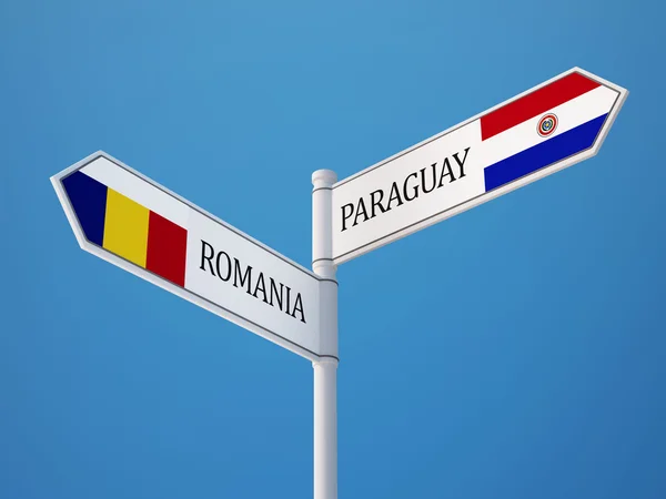 Romania Paraguay segno bandiere concetto — Foto Stock