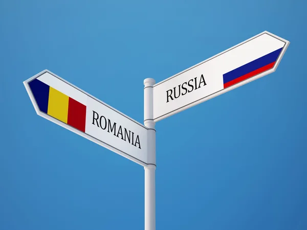 Russia Romania  Sign Flags Concept — Stock Photo, Image