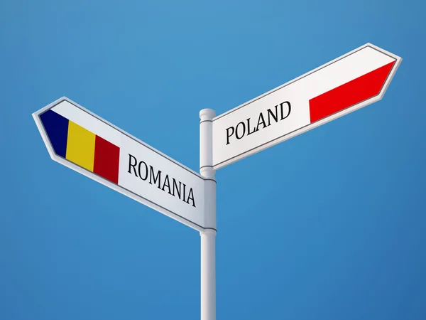 Poland Romania  Sign Flags Concept — Stock Photo, Image