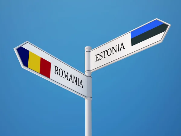 Estonia Rumunia znak flagi koncepcja — Zdjęcie stockowe