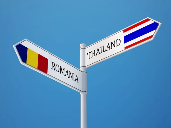 Thailand Romania  Sign Flags Concept — Stock Photo, Image