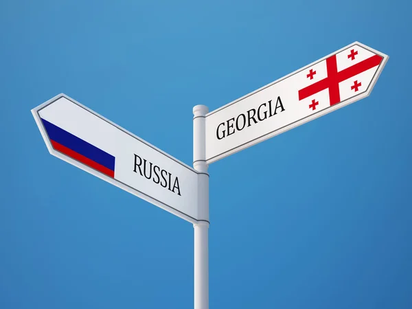 Ryssland Georgien Sign flaggor koncept — Stockfoto