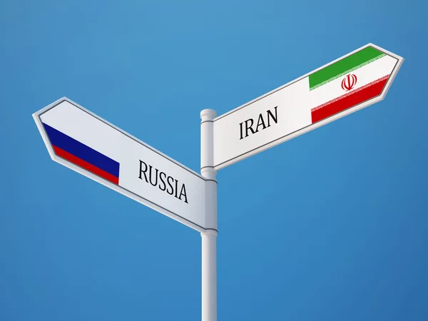 Russia Iran  Sign Flags Concept — Stock Photo, Image