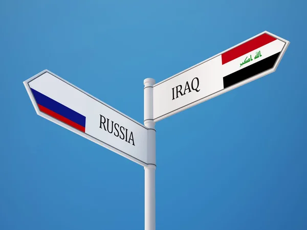 Rusia Iraq Firma el concepto de banderas —  Fotos de Stock